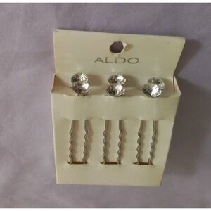 Aldo Hair Pins With Clear Crystal Accents Set Of 6